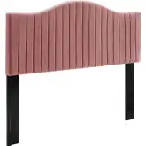 Brielle Twin Headboard in Channel Tufted Dusty Rose Velvet