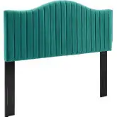 Brielle Twin Headboard in Channel Tufted Teal Blue Velvet