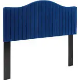 Brielle Full Queen Headboard in Channel Tufted Navy Blue Velvet