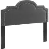 Belinda Twin Headboard in Charcoal Gray Velvet w/ Nailhead