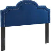 Belinda Twin Headboard in Navy Blue Velvet w/ Nailhead