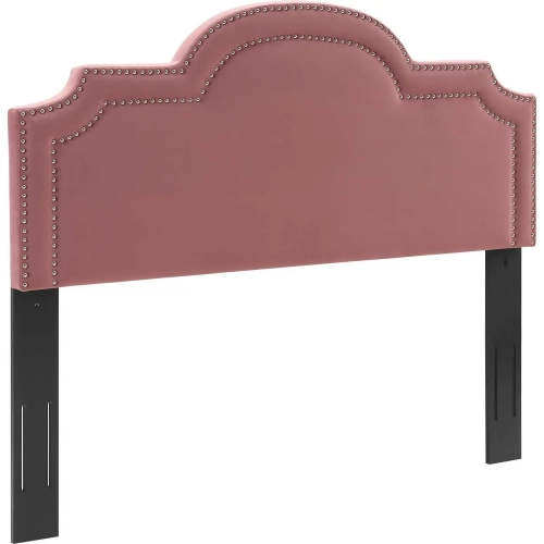 Belinda King California King Headboard in Rose Velvet w/ Nailhead