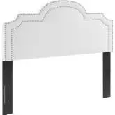 Belinda King California King Headboard in White Velvet w/ Nailhead