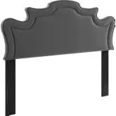 Evangeline Full Queen Headboard in Charcoal Gray Velvet