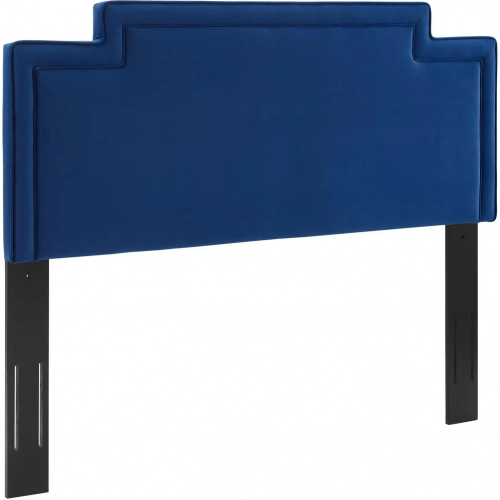 Transfix Full Queen Headboard in Navy Blue Velvet