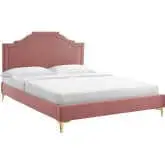 Adelaide Queen Platform Bed in Dusty Rose Performance Velvet