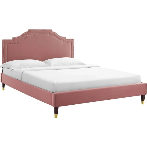 Adelaide Queen Platform Bed in Dusty Performance Velvet