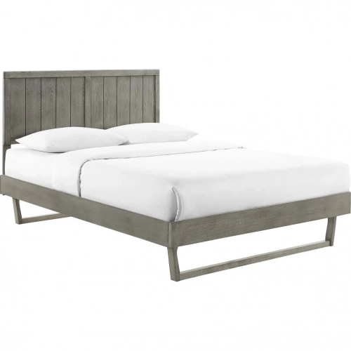 Alana King Platform Bed w/ Angular Frame in Gray Wood