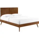 Alana King Platform Bed w/ Splayed Legs in Walnut Wood