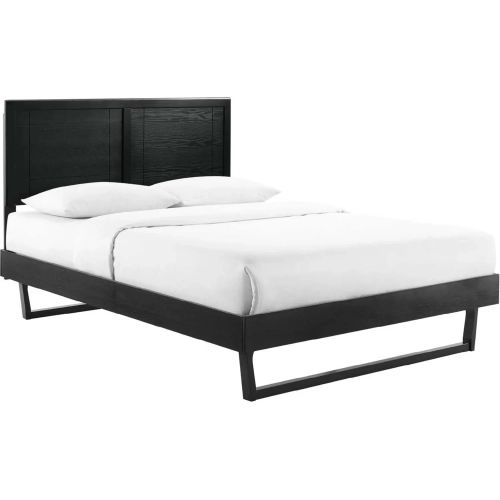 Marlee Full Platform Bed w/ Angular Frame in Black Wood