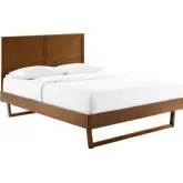 Marlee Full Platform Bed w/ Angular Frame in Walnut Wood