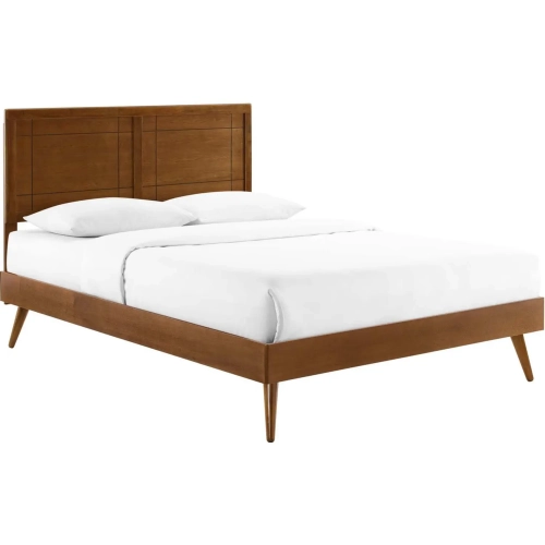 Marlee Full Platform Bed w/ Splayed Legs in Walnut Wood