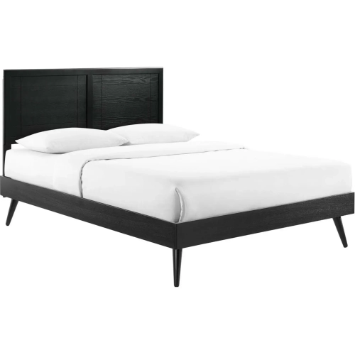 Marlee King Platform Bed w/ Splayed Legs in Black Wood