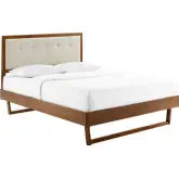 Willow Full Platform Bed w/ Angular Frame in Walnut & Beige