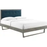 Willow King Platform Bed w/ Angular Frame in Gray & Blue