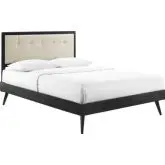 Willow King Platform Bed w/ Splayed Legs in Black & Beige