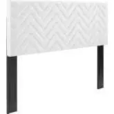 Mercy Chevron Full Queen Headboard in Chevron Tufted White Velvet