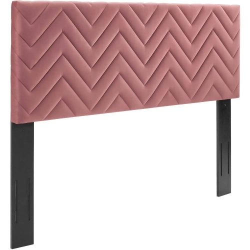 Mercy Chevron King CA King Headboard in Chevron Tufted Dusty Rose Velvet