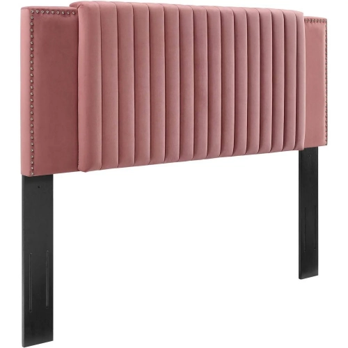 Felicity Twin Headboard in Channel Tufted Dusty Rose Velvet