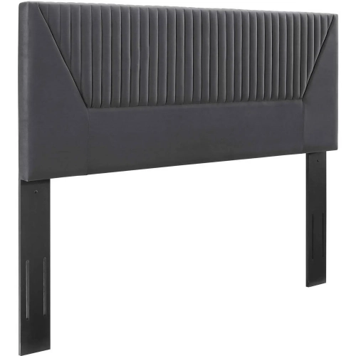 Patience Twin Headboard in Channel Tufted Charcoal Gray Velvet