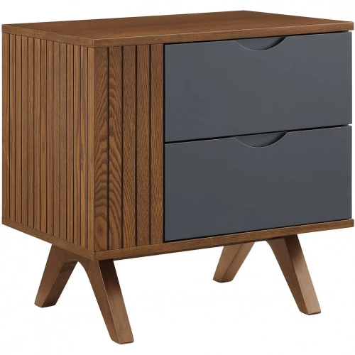 Dylan Nightstand in Walnut Finish & Gray