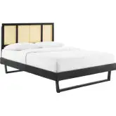 Kelsea Full Platform Bed in Cane & Black Finish w/ Angular Legs