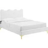 Current Full Platform Bed in White Performance Velvet