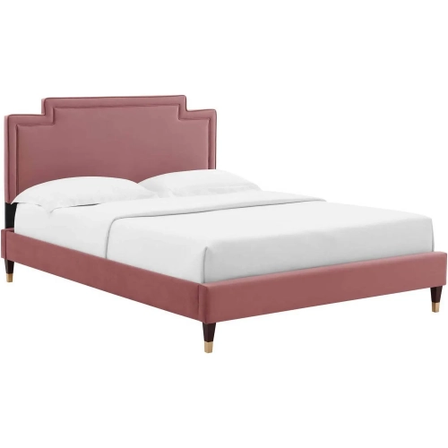 Liva Twin Bed in Dusty Rose Performance Velvet