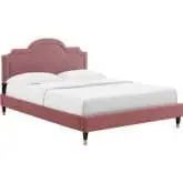 Aviana King Bed in Dusty Rose Performance Velvet & Wood