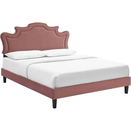 Neena King Bed in Dusty Rose Performance Velvet