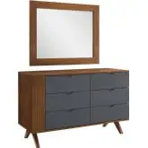 Dylan Dresser & Mirror in Walnut Finish & Gray