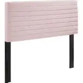 Tranquil Full Queen Headboard in Channel Tufted Pink Velvet