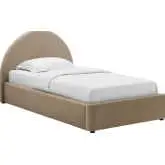 Resort Arched Round Twin Platform Bed in Taupe Performance Velvet