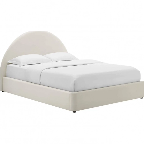 Resort Arched Round Full Platform Bed in Alabaster Performance Velvet