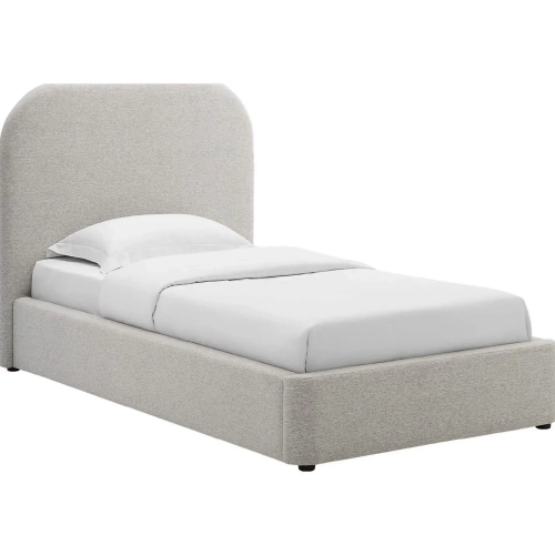 Keynote Curved Twin Platform Bed in Light Gray Heathered Weave Fabric