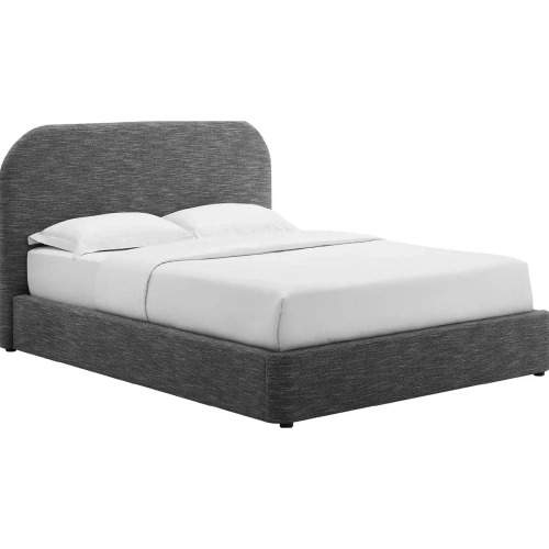 Keynote Curved Full Platform Bed in Slate Heathered Weave Fabric