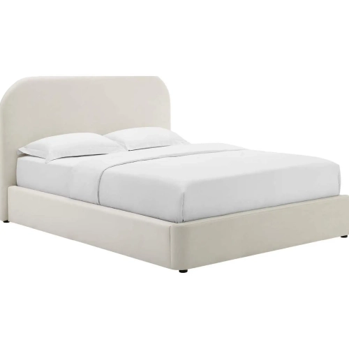 Keynote Curved Full Platform Bed in Alabaster Performance Velvet