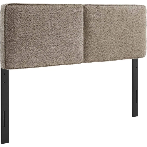 Lindee Queen Headboard in Oatmeal Brown Boucle Fabric