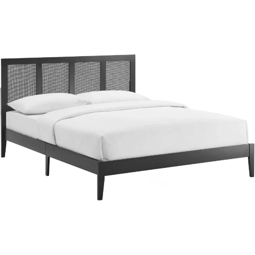 Sirocco King Platform Bed in Black Finish Rattan & Wood