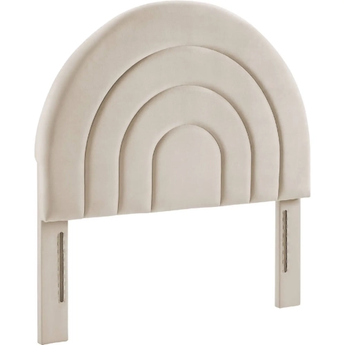 Solana Twin Arched Headboard in Almond Oatmeal Performance Velvet