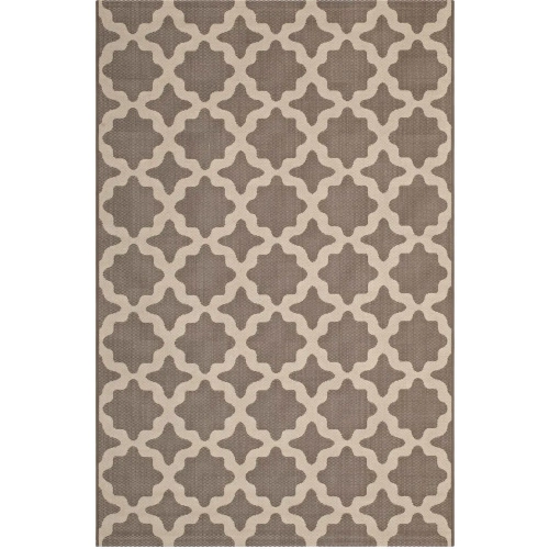 Cerelia Moroccan Trellis 9 x 12 Indoor Outdoor Area Rug in Light & Dark Beige