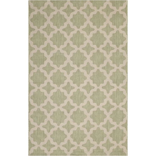 Cerelia Moroccan Trellis 9 x 12 Indoor Outdoor Area Rug in Beige & Light Green