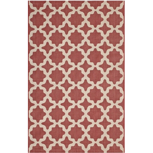 Cerelia Moroccan Trellis 9 x 12 Indoor Outdoor Area Rug in Red & Beige