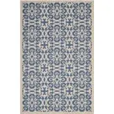 Ariana Vintage Floral Trellis 9 x 12 Indoor Outdoor Area Rug in Blue & Beige