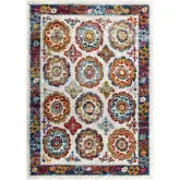 Entourage Odile Transitional Distressed Vintage Floral Moroccan Trellis 5 x 8 Area Rug