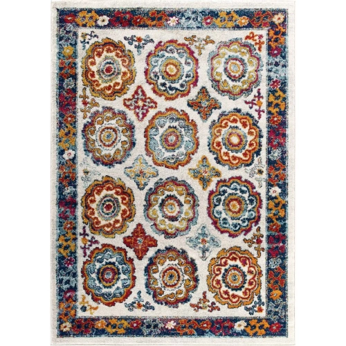 Entourage Odile Transitional Distressed Vintage Floral Moroccan Trellis 8 x 10 Area Rug