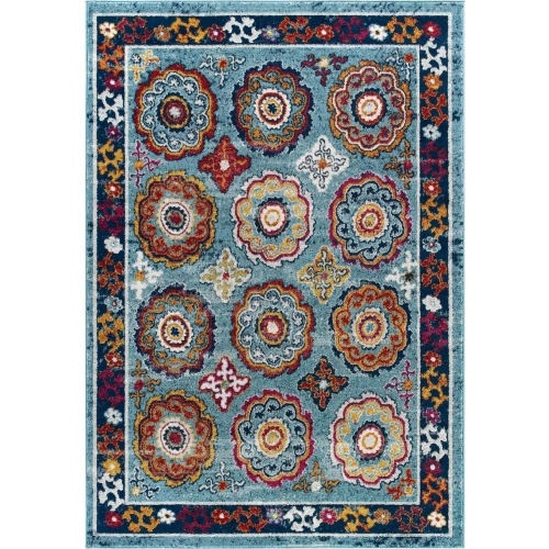 Entourage Odile Transitional Distressed Vintage Floral Moroccan Trellis 5 x 8 Area Rug