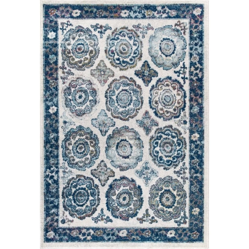 Entourage Odile Transitional Distressed Vintage Floral Moroccan Trellis 8 x 10 Area Rug