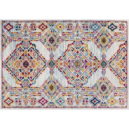 Entourage Khalida Distressed Vintage Floral Lattice 8 x 10 Area Rug