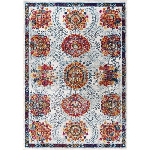 Entourage Kensie Distressed Vintage Floral Moroccan Trellis 8 x 10 Area Rug